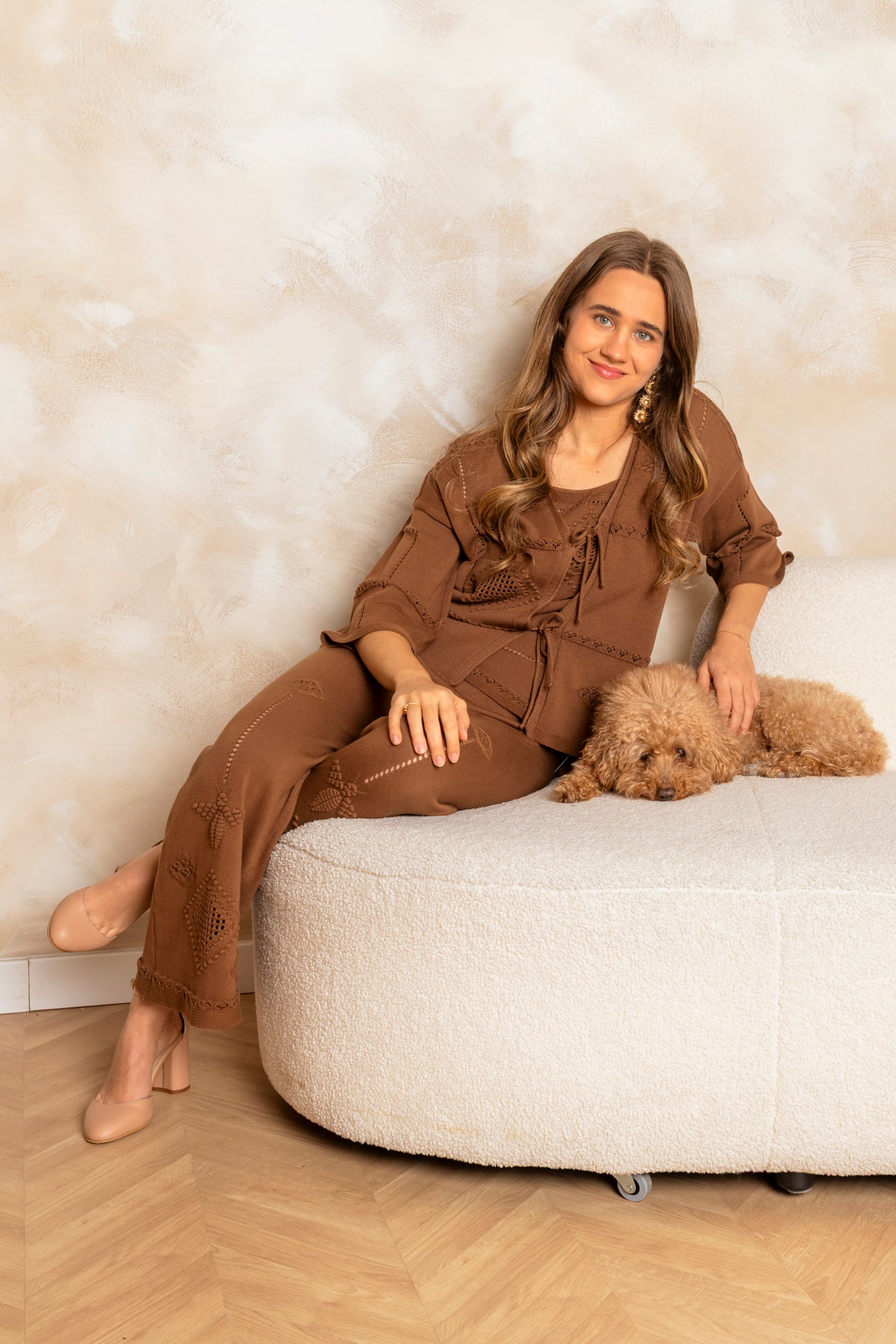 Chaqueta de Punto Calado Chocolate