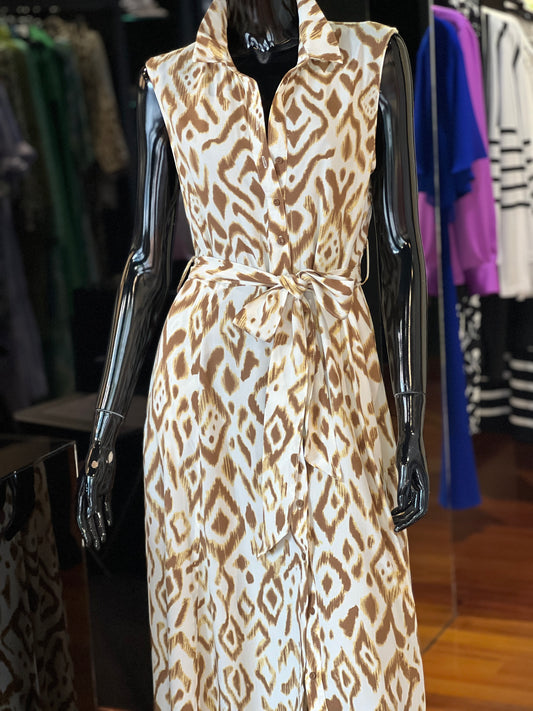 Vestido Camisero Sin Manga Beig