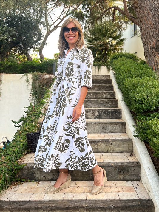 Vestido Apliques Midi Verde