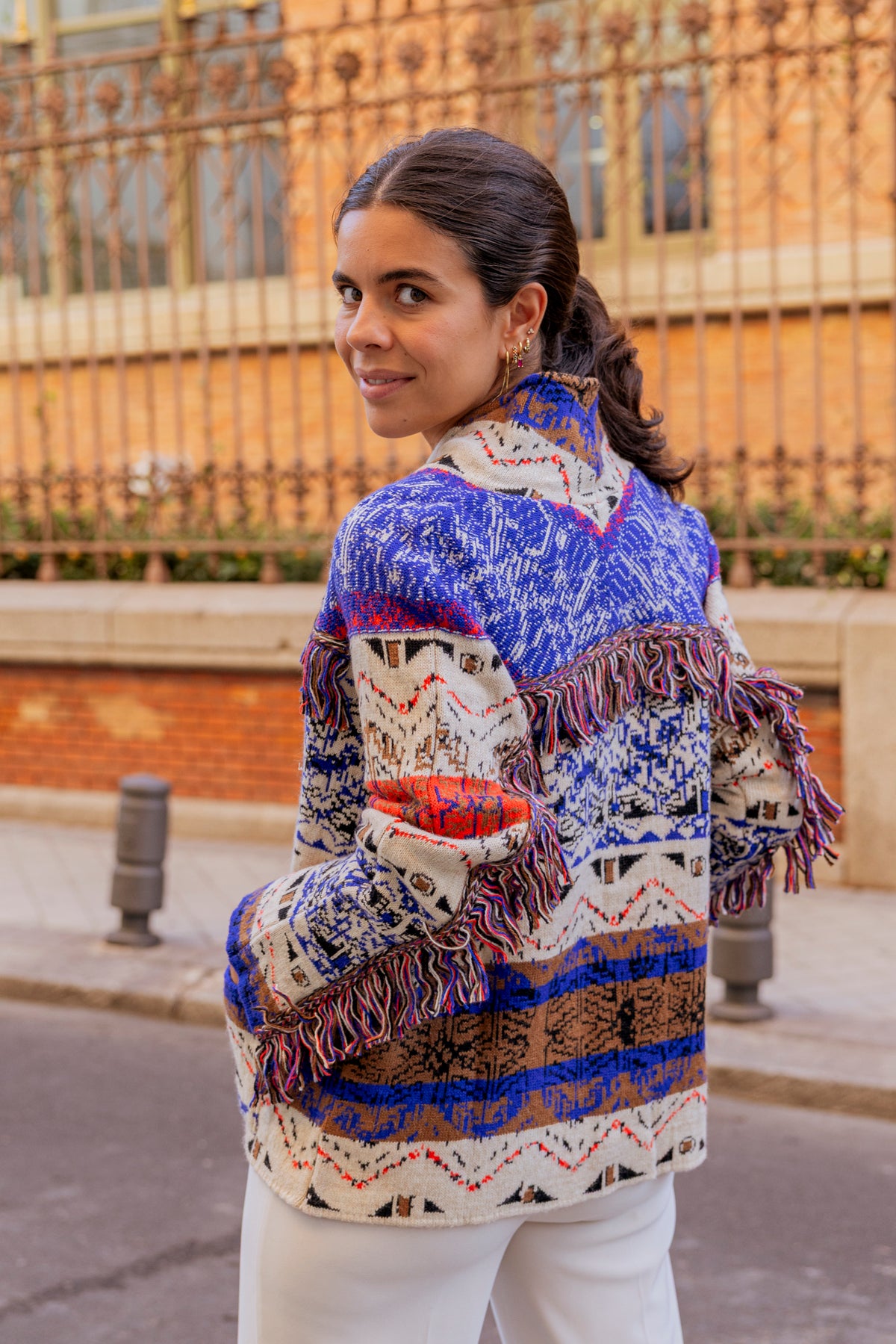 Chaqueta Punto Flecos