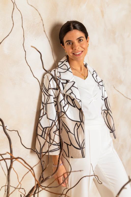 Chaqueta estampada efecto trapecio