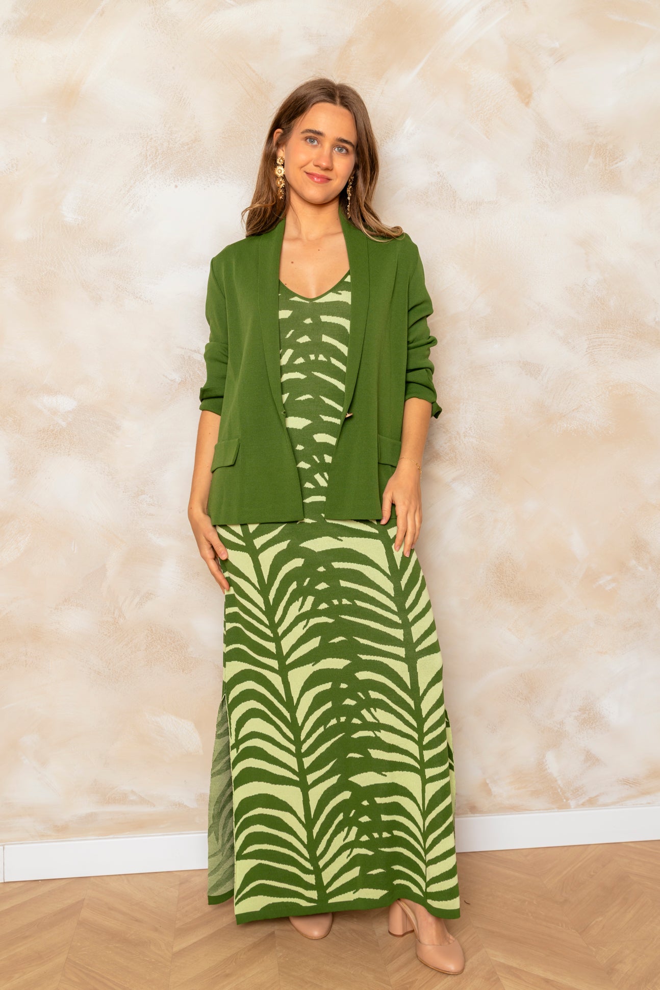 Chaqueta de punto verde sin forro