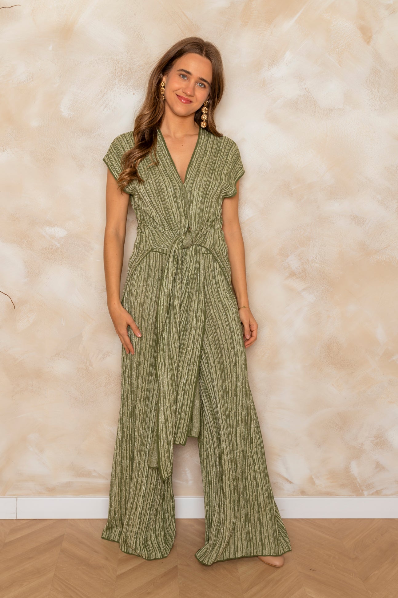 Pantalón ancho de punto con lurex