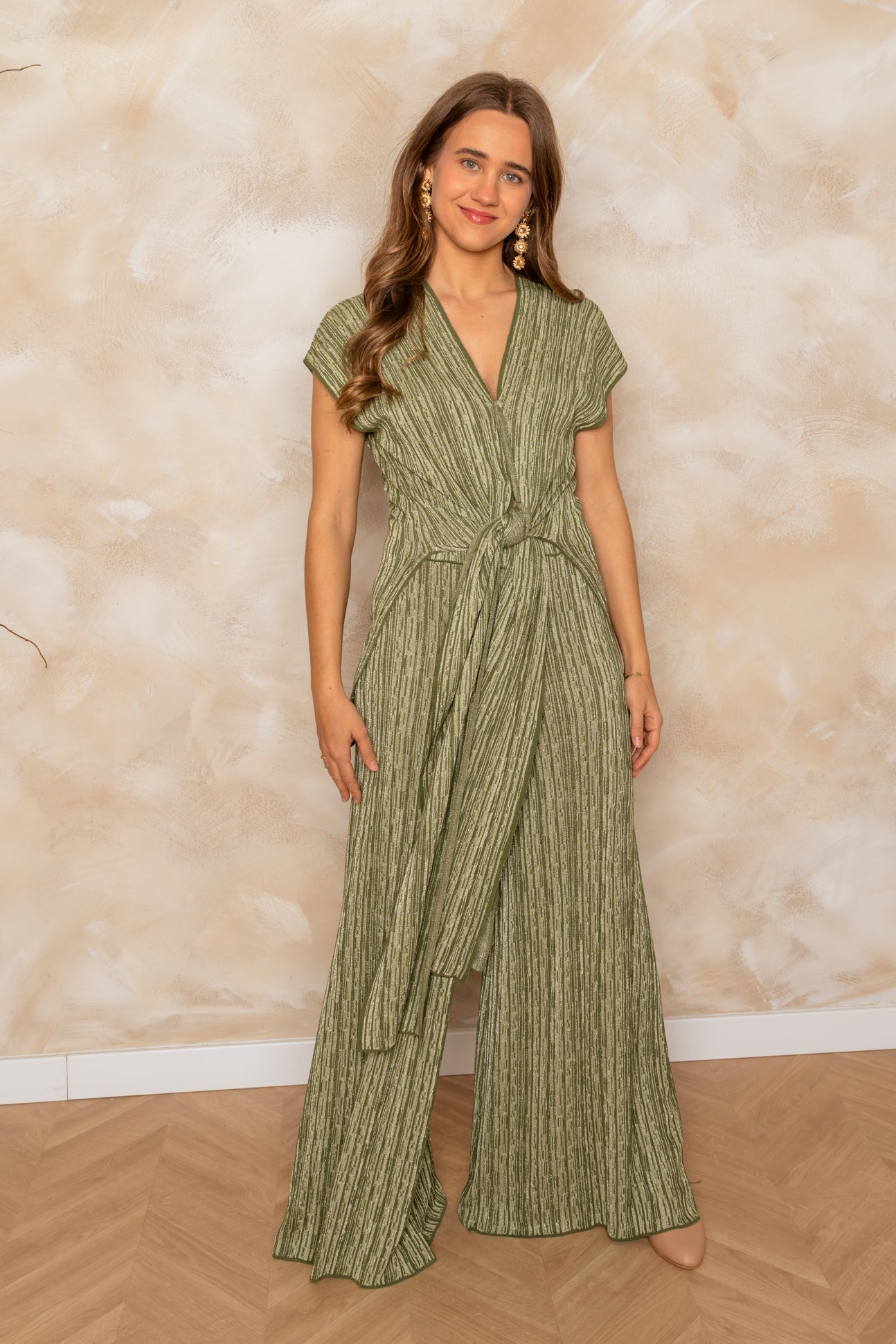 Pantalón ancho de punto con lurex