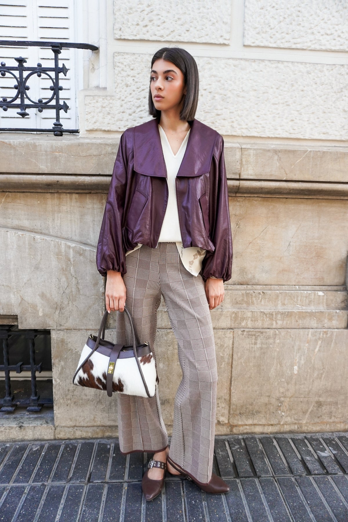Pantalón de cuadros en tonos topo y beige — vista principal de la colección DE ROZIO
